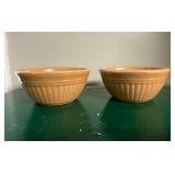 Pair of tan crock bowls