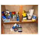 Cleaning supplies, Clorox wipes, paper towels, toilet paper