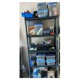 Plastic shelf, 34" W x 14" D x 74" T and contents