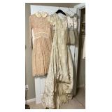 Antique wedding dress, bridesmaid and flower girl dresses.