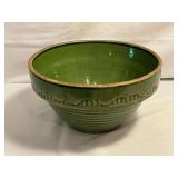 Ribbed "beehive" design green crock bowl