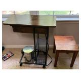 Rolling table 24" x 12" x 28 1/2" T with electric, trash can