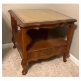 Lammerts end table with glass top and drawer