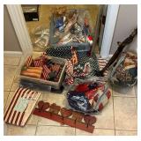 Patriotic decorations, mini flags, Uncle Same, fabric, afghan