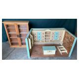 General store diorama and glass front miniature cabinet