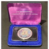 1973 American Revolution Bicentennial Commemorative Silver Medal in display box