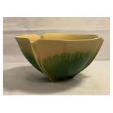 Pottery floral bowl, artist signed