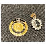 14K gold pendant, 14K gold House of Representative staff pin