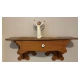 Wooden shelf 21" W, Willow Tree "Angel of Courage"