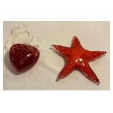 Art glass starfish paperweight, 8" W
