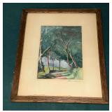 Framed and matted watercolor "Lover