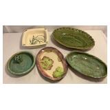 Pottery pieces, artist signed