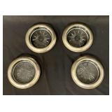 Set of 4 sterling rimmed coasters