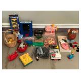 Sesame Street marble computer, Fisher Price pocket radio, Mr. Potato Head