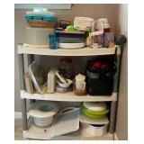 Plastic shelf and contents