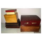 Wooden boxes and jewelry boxes, up to 12 1/2" x 12 1/2" x 5" T.