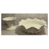 Westmoreland Glass milk glass 2-piece centerpiece bowl