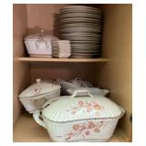 Vintage china set, 42 +/- pieces, some with damage