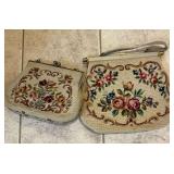 Pair of needlepoint hand bags