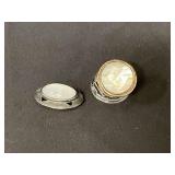 Israel 925 ring (mother of pearl??) size 5, sterling pin