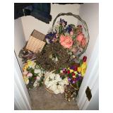 Artificial flowers, baskets, artificial fruit, etc.