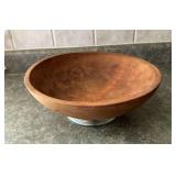 Wooden salad bowl on stand