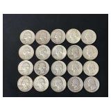 20 Washington silver quarters