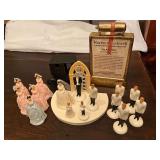 Wedding party figurines, Norman Rockwell decanter