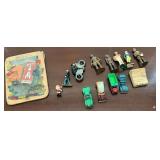 Metal toys, cars, cowboys and Indians