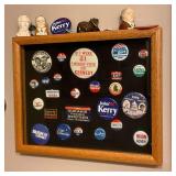 Political buttons in display box
