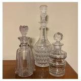 3 glass decanters