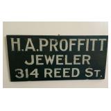 Wooden H.A. Proffitt Jeweler sign