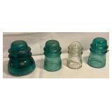 4 glass insulators, some damage