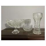 Crystal bowl, vase and centerpiece bowl.