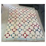 Vintage patchwork quilt, hand quilted, some stains