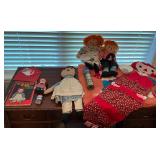 Raggedy Ann & Andy, dolls, rug, shoe holder