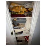 Afghans, blankets, sheets, bath towels, etc.