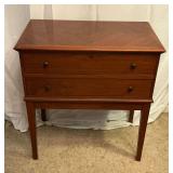 Two-drawer side table, top drawers locks (no key)