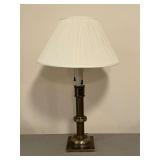 Table lamp with brass base, double bulb