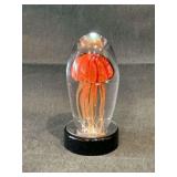 Dynasty Gallery jellyfish art glass paperweight with lighted base (rechargeable, no cord included)