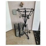 Plant stand 22" T and metal candle holders