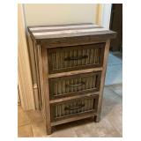 3-drawer wooden side table, 21" W x 16" D x 31 1/2" T.