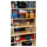 Collection of plasticware, contents of 6 shelves