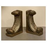 Pair of decorative brass bookends