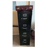Hon 4-drawer file cabinet, leather brief case.