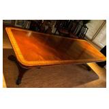 Baker Furniture ornate formal dining table 46" W x 120" (includes (3) 16" leaves)