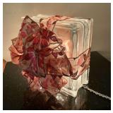 Glass block with bow and lights