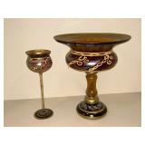 Large pedestal vase 14" T x 12" W, hand painted in Italy