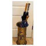 Brass umbrella stand 19" T, umbrellas