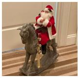 Rocking horse with Santa and wreath holder